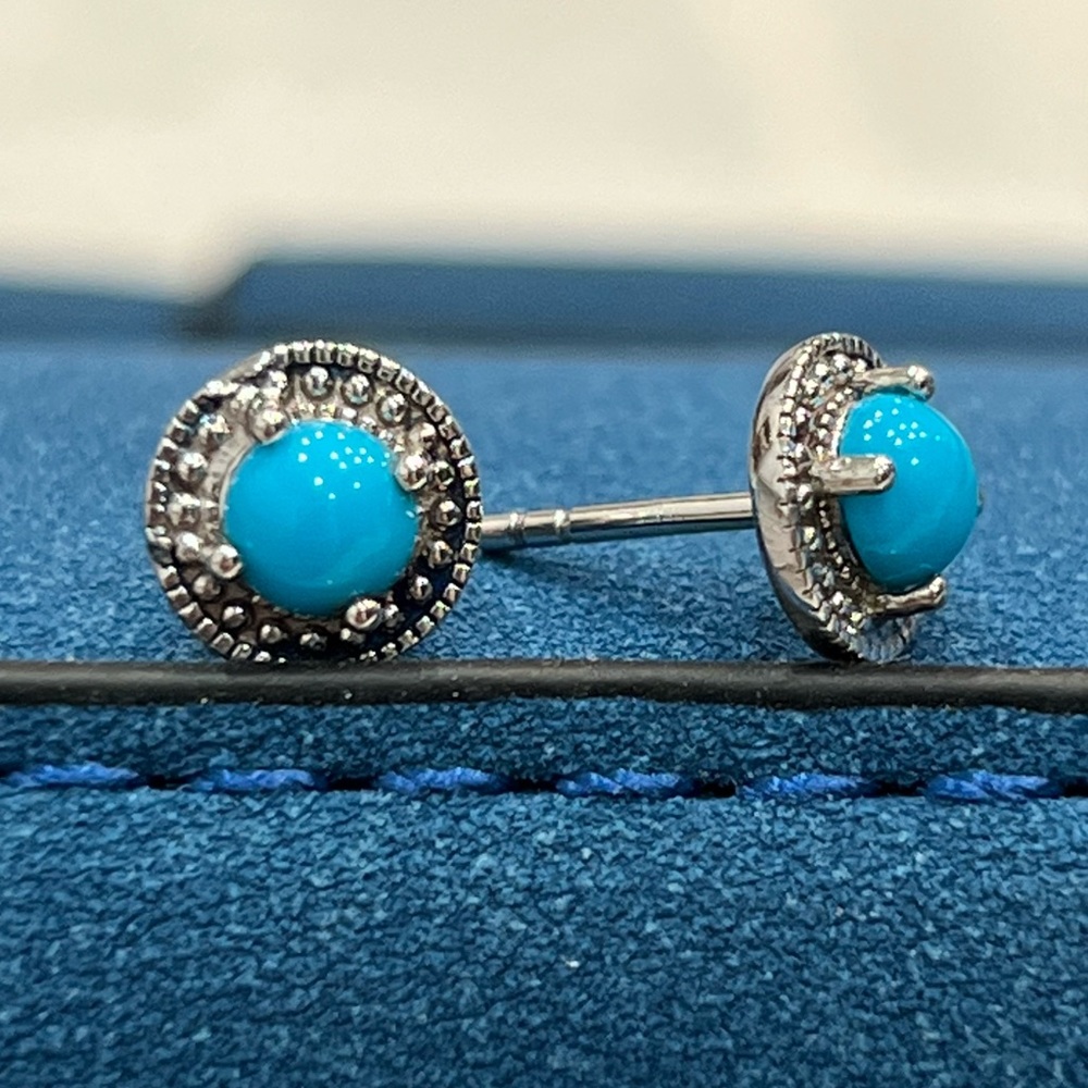 Arizona Sleeping Beauty Sterling Silver Stud Earrings - Picture 4 of 8